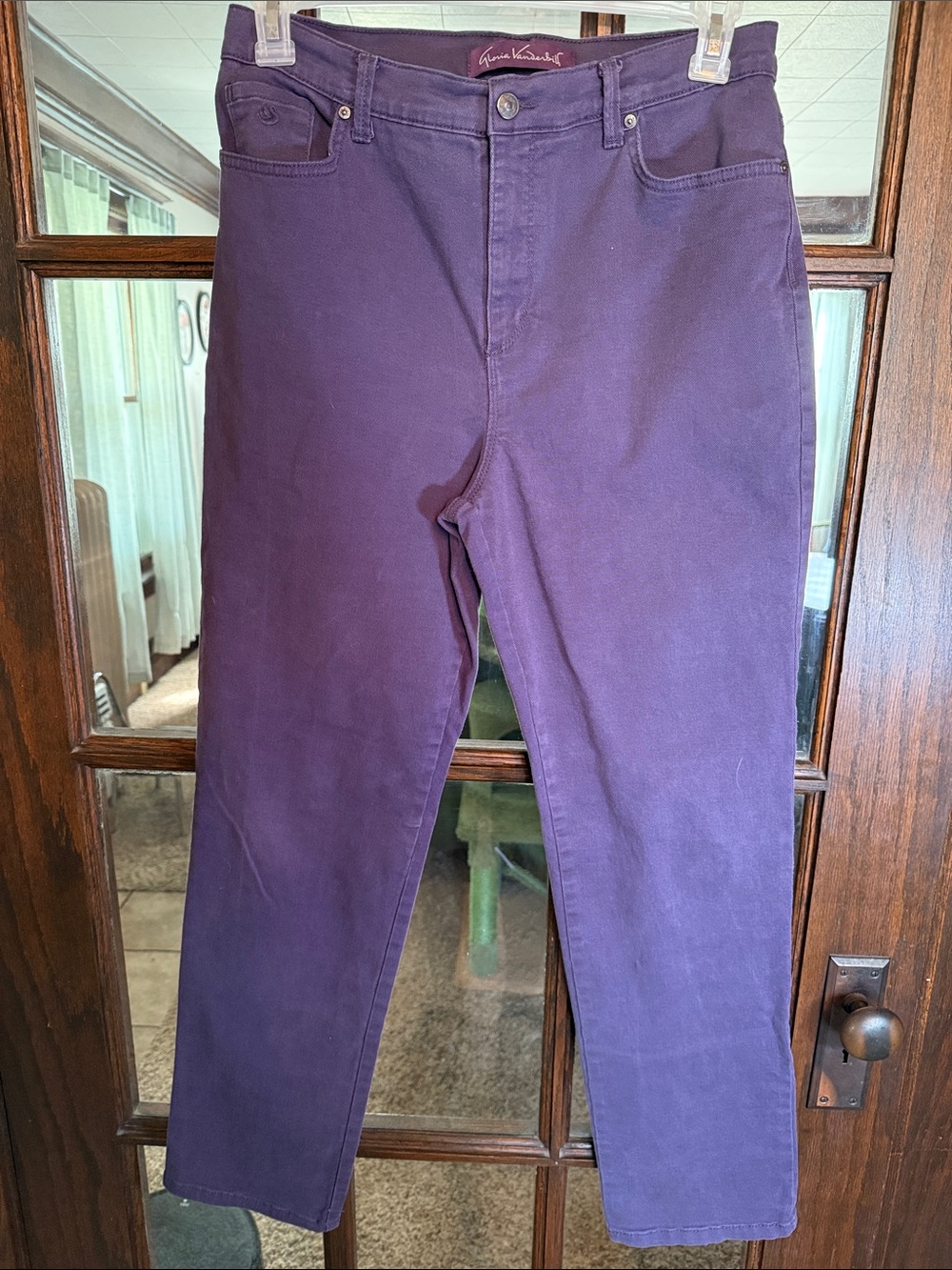 Gloria Vanderbilt Amanda High Rise Tapered Jeans Purple Size 12 Classic Fit